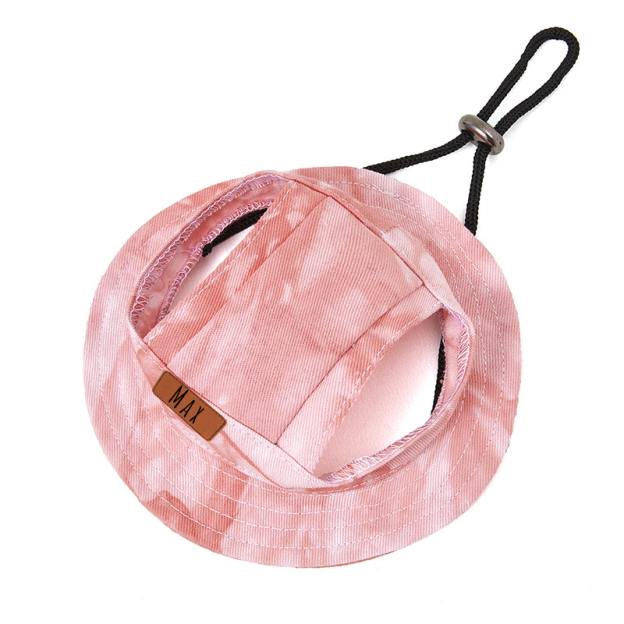 Personalized Leather Patch Pet Sun Hat with Ear Holes | BKPet68