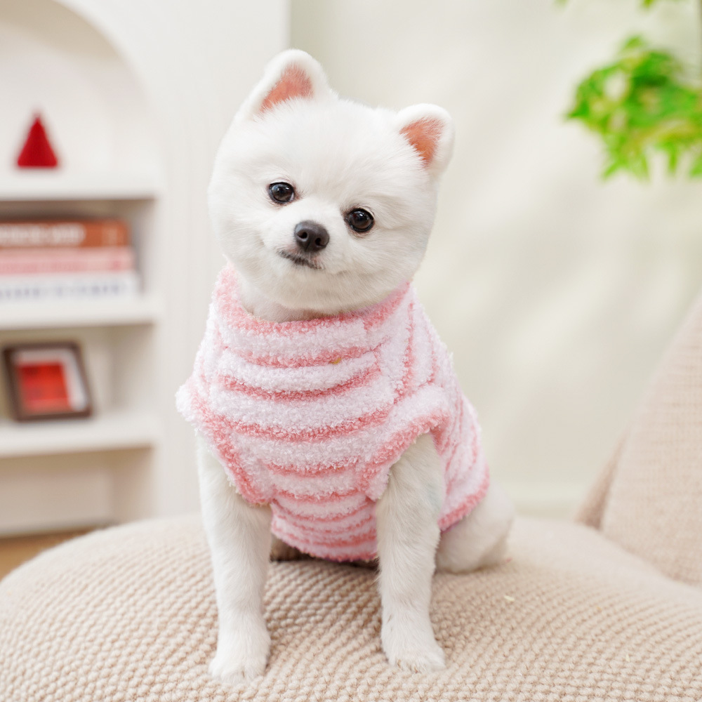 Personalized Leather Patch Stripes Pet Soft Plush Vest | BKPet217