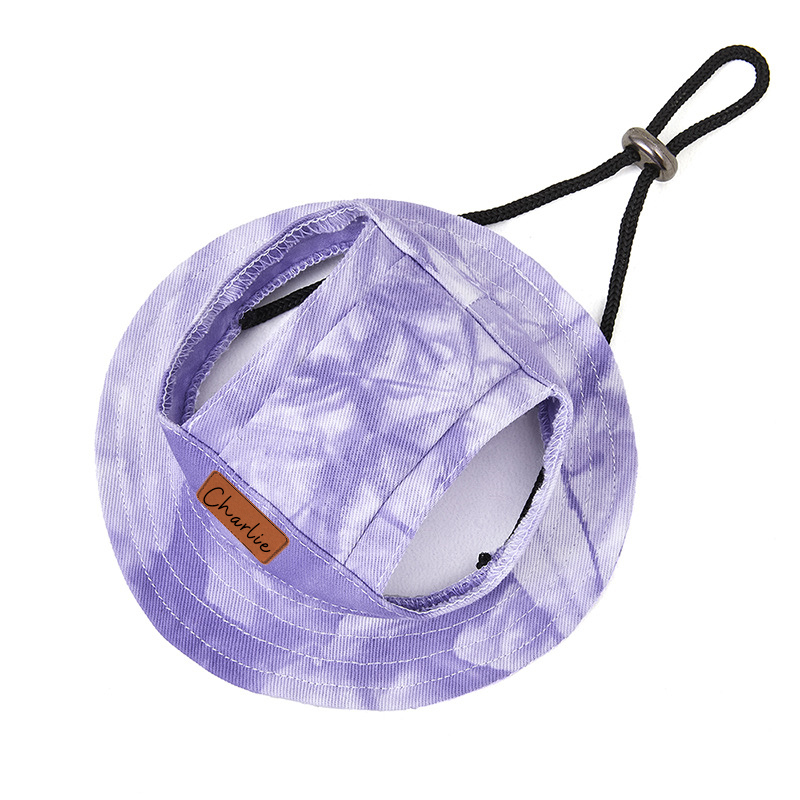 Personalized Leather Patch Pet Sun Hat with Ear Holes | BKPet68