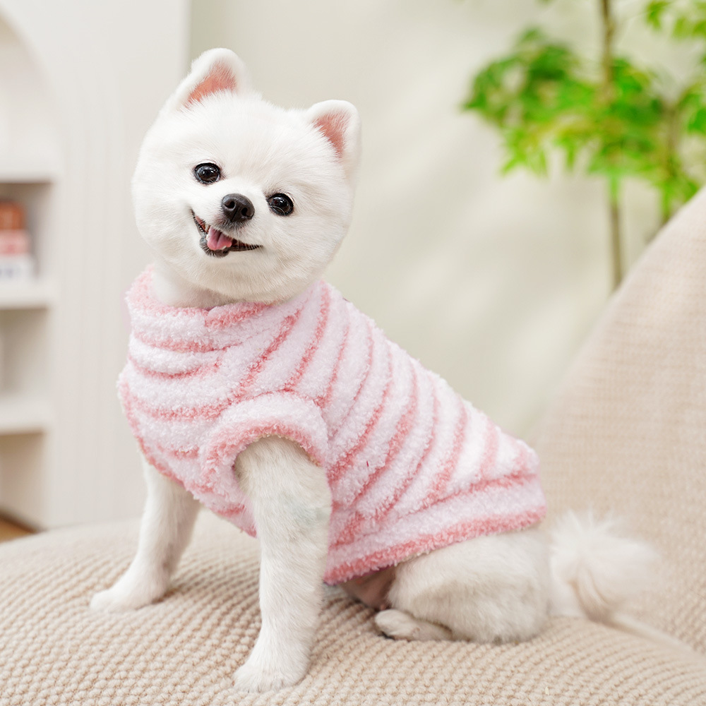 Personalized Leather Patch Stripes Pet Soft Plush Vest | BKPet217