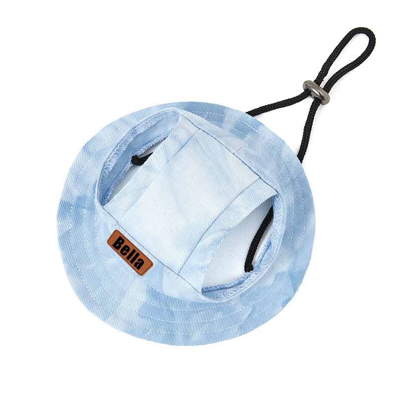 Personalized Leather Patch Pet Sun Hat with Ear Holes | BKPet68