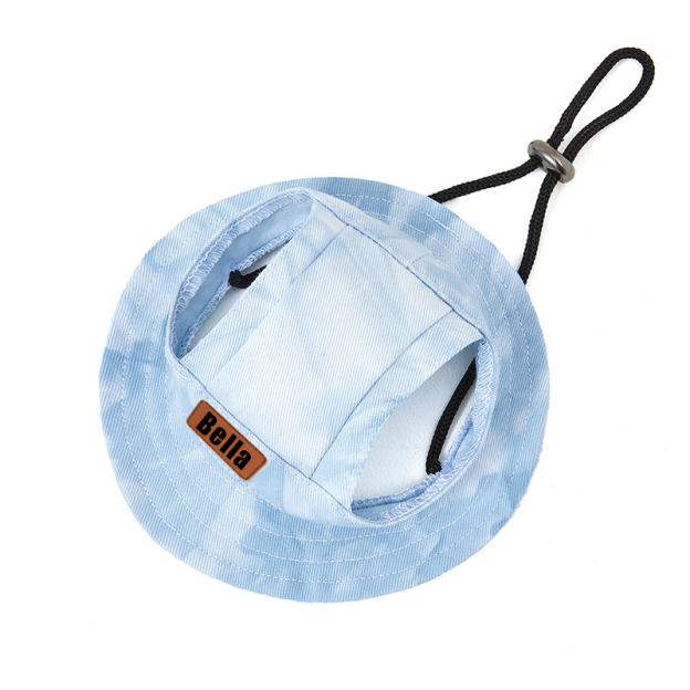 Personalized Leather Patch Pet Sun Hat with Ear Holes | BKPet68