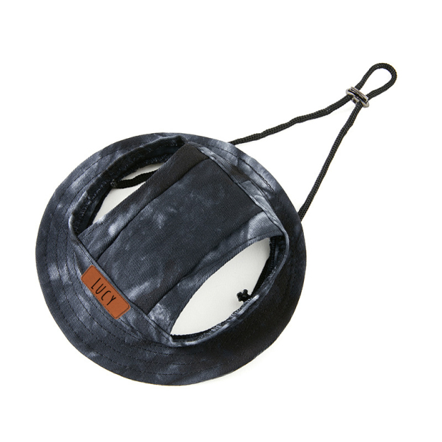 Personalized Leather Patch Pet Sun Hat with Ear Holes | BKPet68