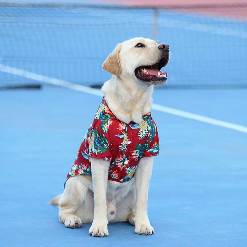 Personalized Leather Patch Hawaiian Pet Shirt | BKPet51