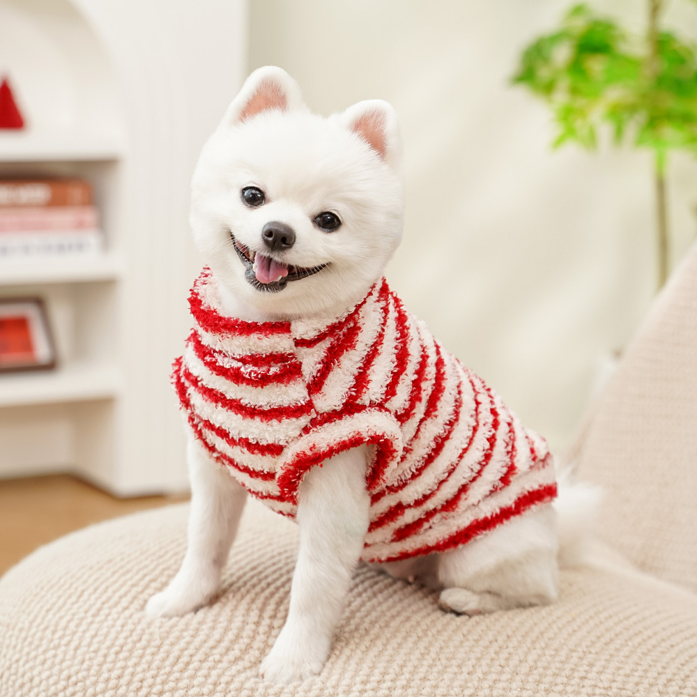 Personalized Leather Patch Stripes Pet Soft Plush Vest | BKPet217