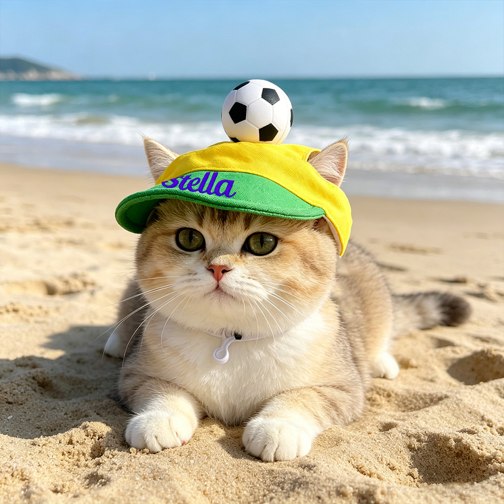 Personalized Embroidery Soccer Pet Hat with Ear Holes | MNAccs106