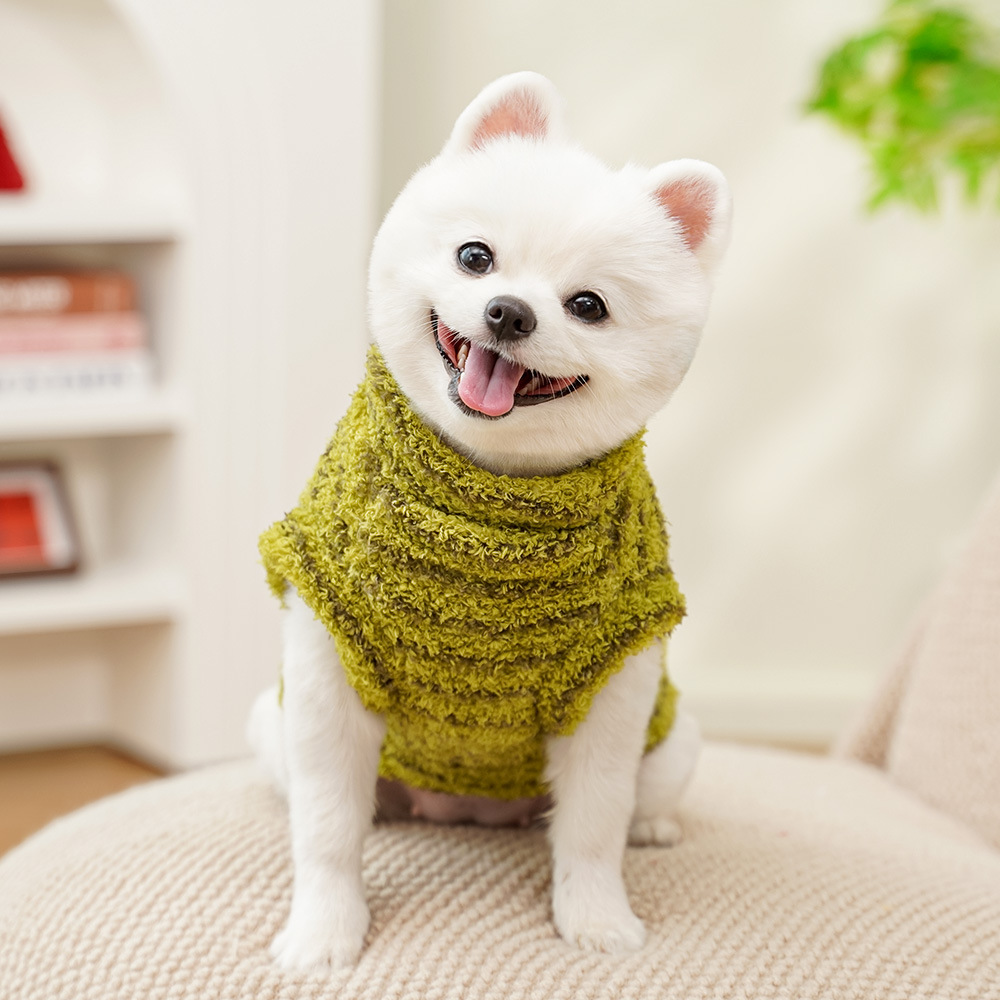 Personalized Leather Patch Stripes Pet Soft Plush Vest | BKPet217