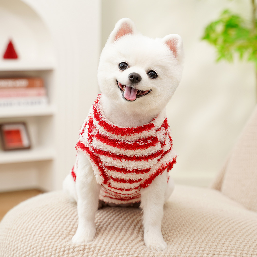 Personalized Leather Patch Stripes Pet Soft Plush Vest | BKPet217