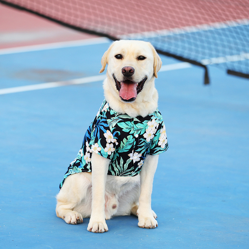 Personalized Leather Patch Hawaiian Pet Shirt | BKPet51