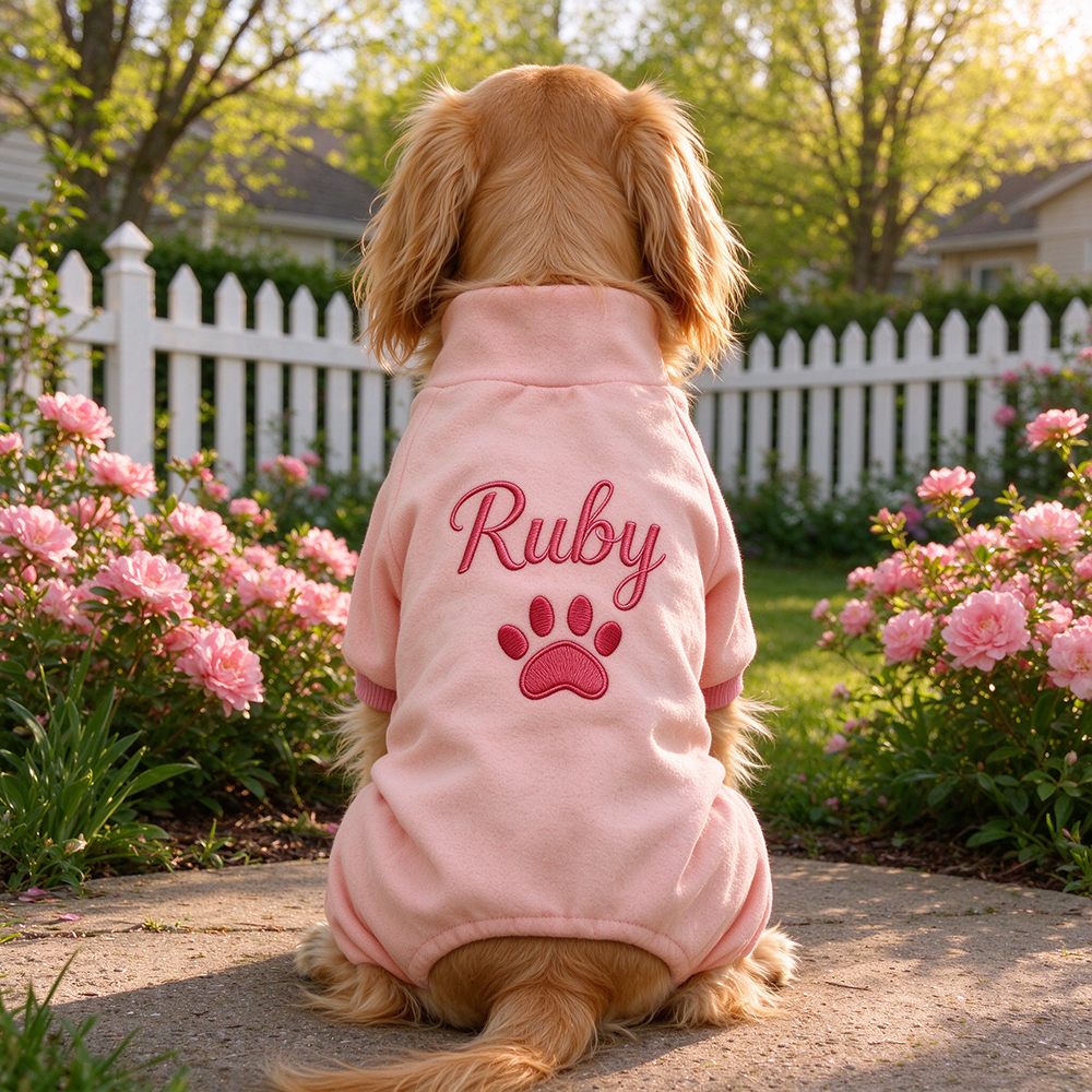 Personalized Hand Embroidery Pets Winter Warm Four-Legged Jumpsuit | BKPet610
