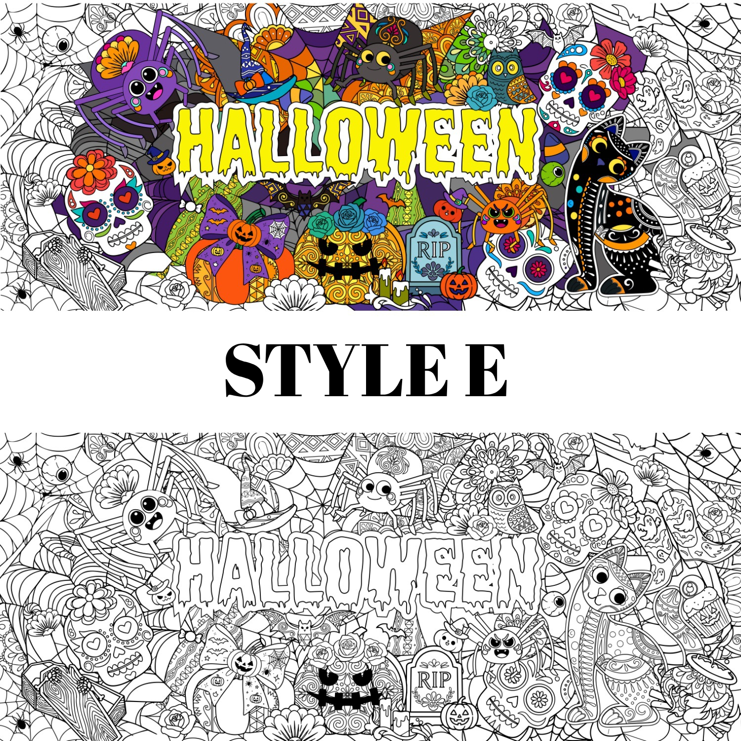 Halloween Party Personalized Coloring Tablecloth Kids Coloring Activity | MNHalloween08