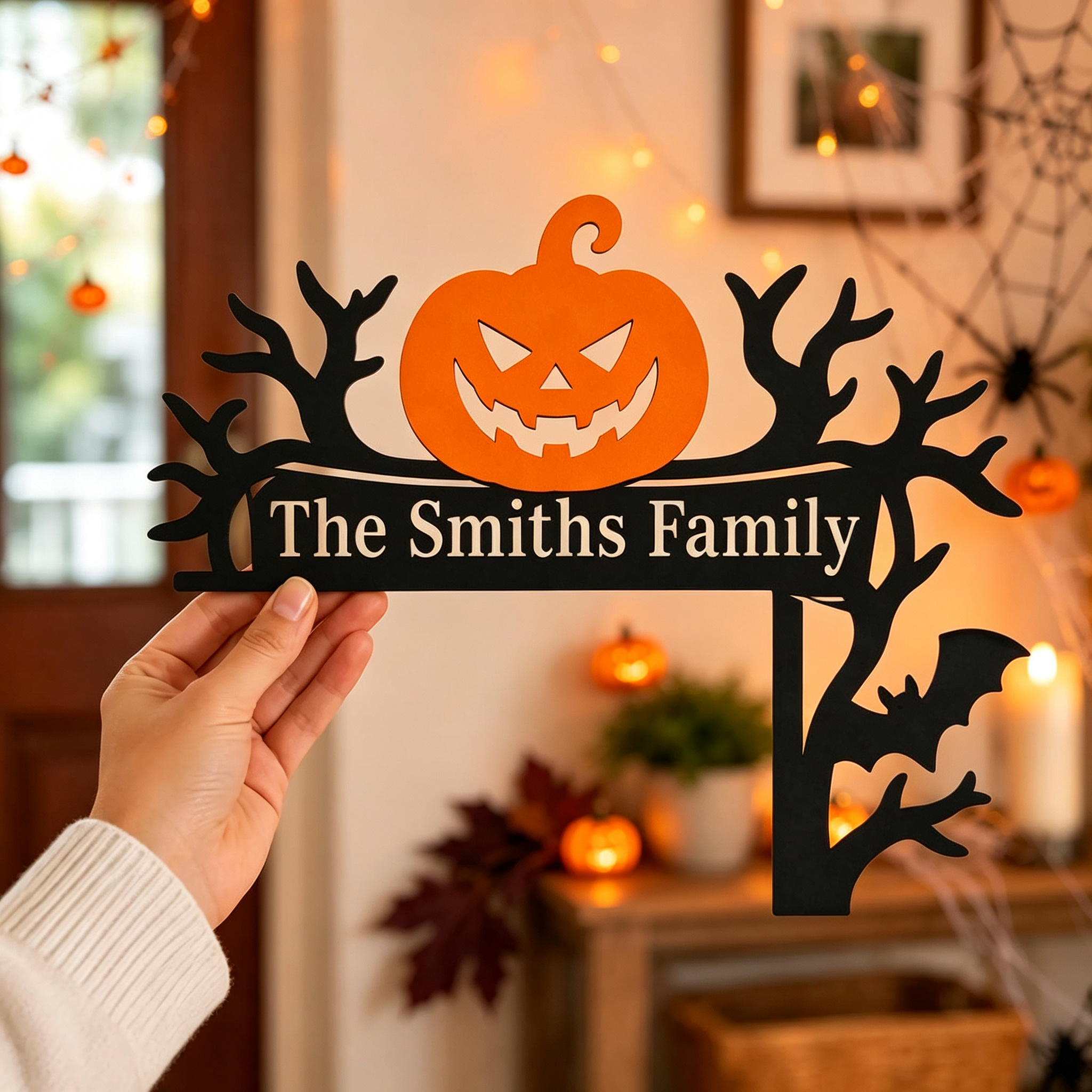 Personalized Halloween Door Corner Decoration Family Name Sign | MNHalloween11