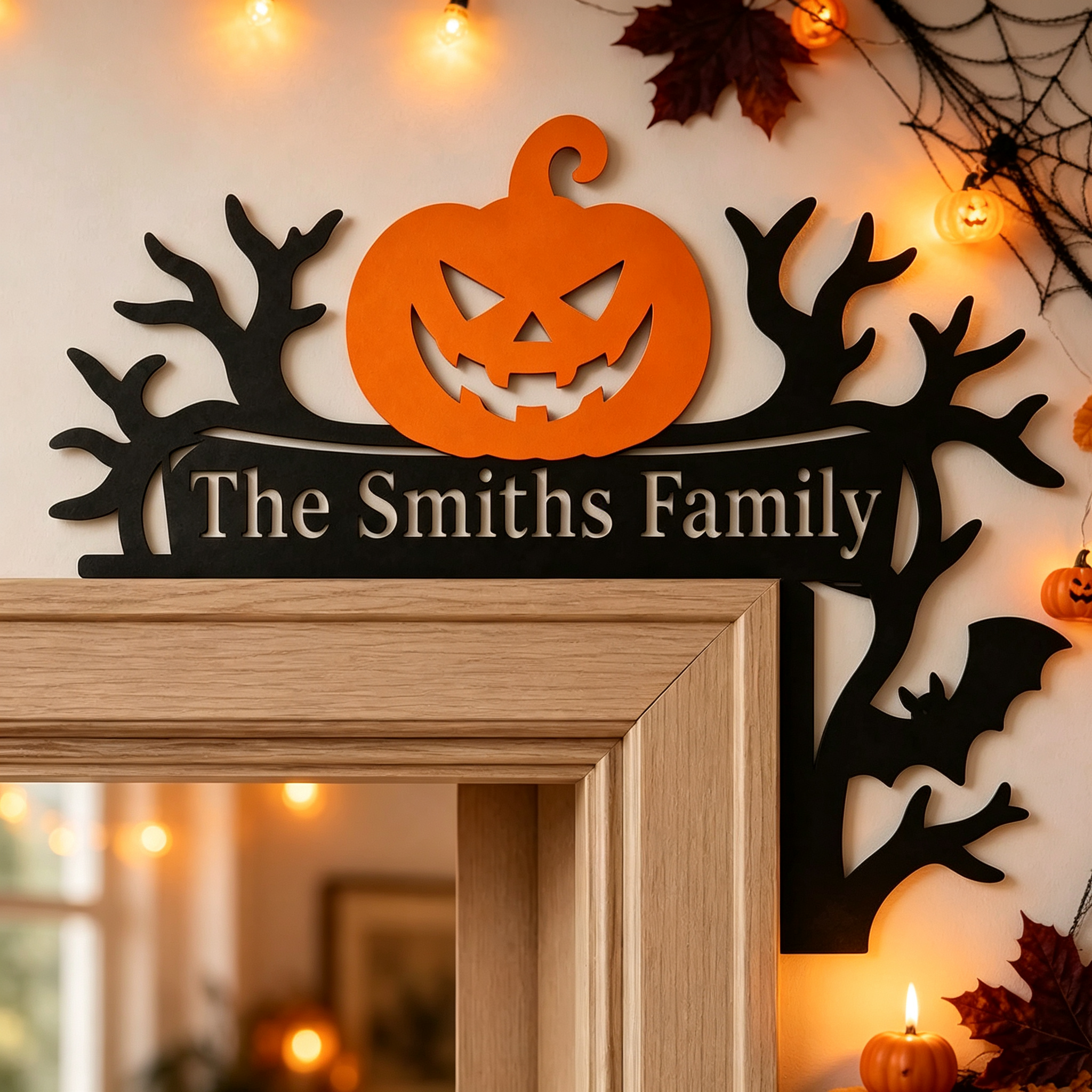 Personalized Halloween Door Corner Decoration Family Name Sign | MNHalloween11