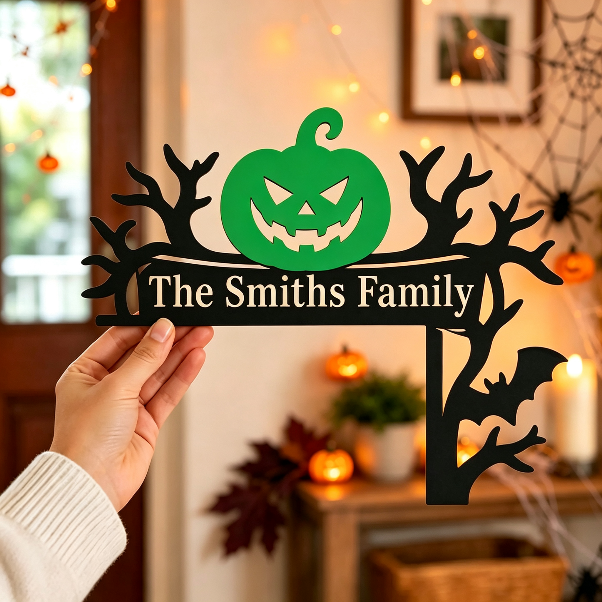 Personalized Halloween Door Corner Decoration Family Name Sign | MNHalloween11