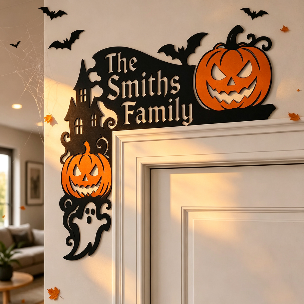 Personalized Halloween Door Corner Decoration Family Name Sign | MNHalloween11