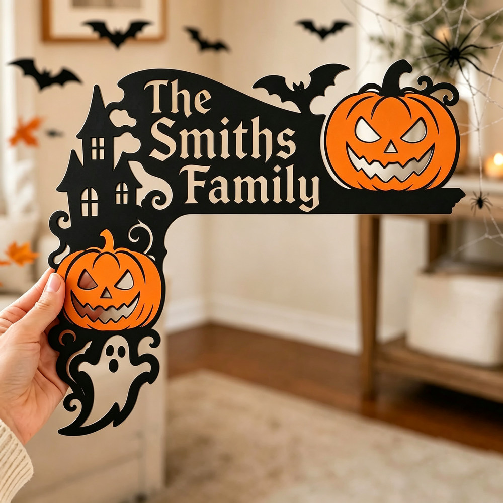 Personalized Halloween Door Corner Decoration Family Name Sign | MNHalloween11