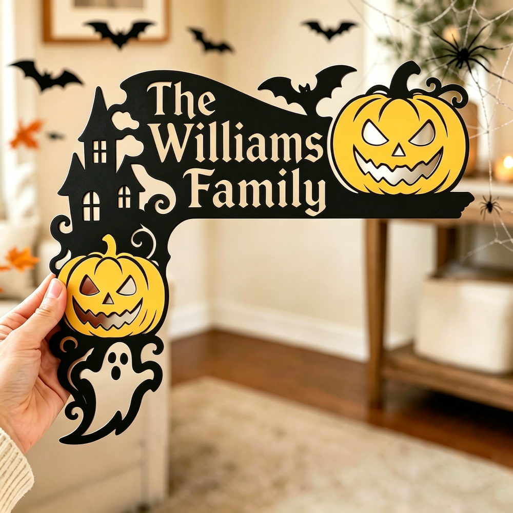 Personalized Halloween Door Corner Decoration Family Name Sign | MNHalloween11