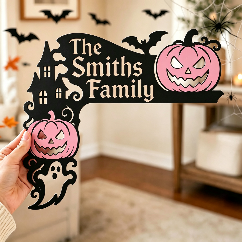 Personalized Halloween Door Corner Decoration Family Name Sign | MNHalloween11
