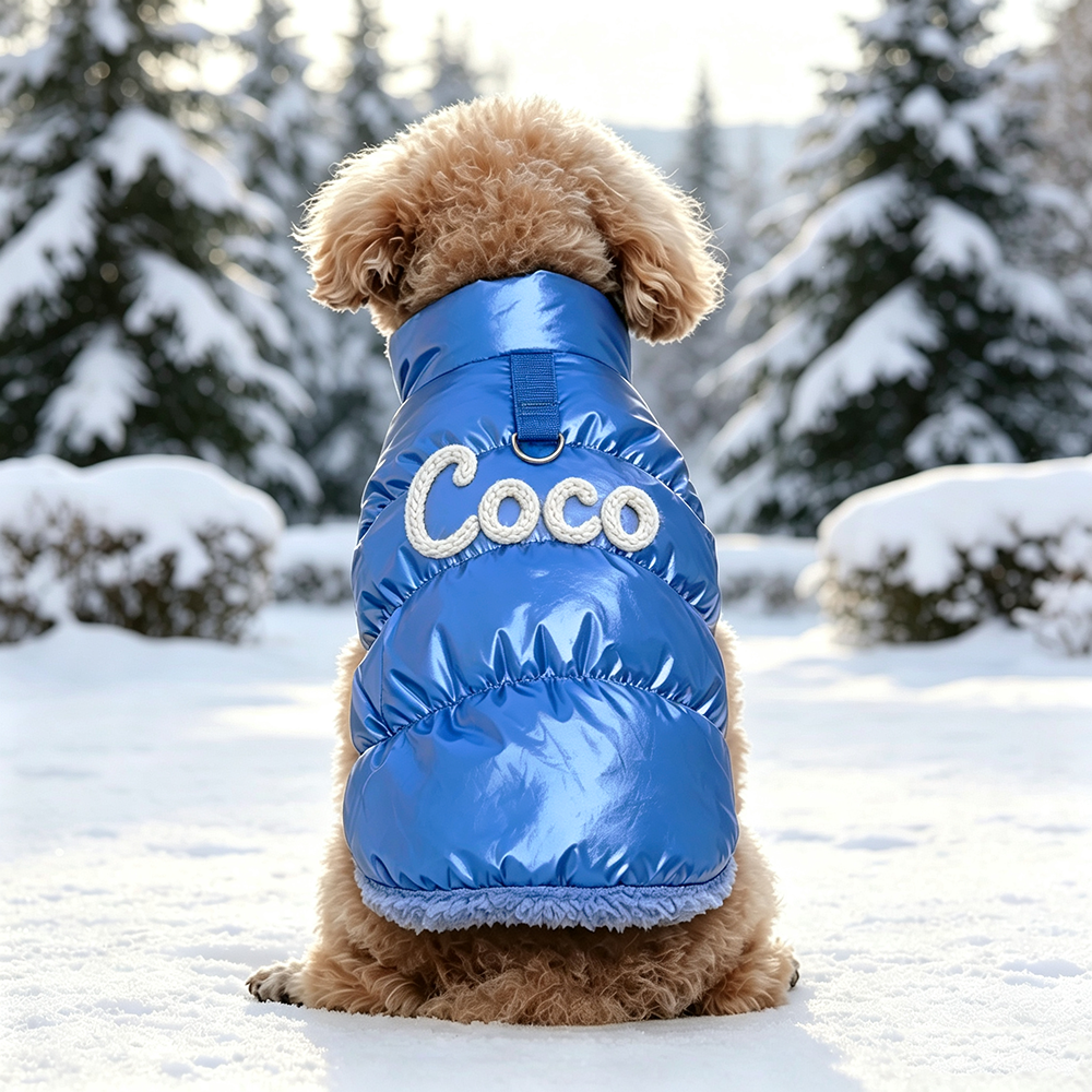 Personalized Dogs Winter Warm Puffer Vest Windproof Button-UP Jacket | MNCloth254
