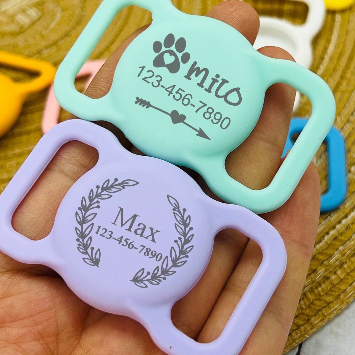 Personalized Pet Apple Air Tag Holder for Dog Collar | BKPet139