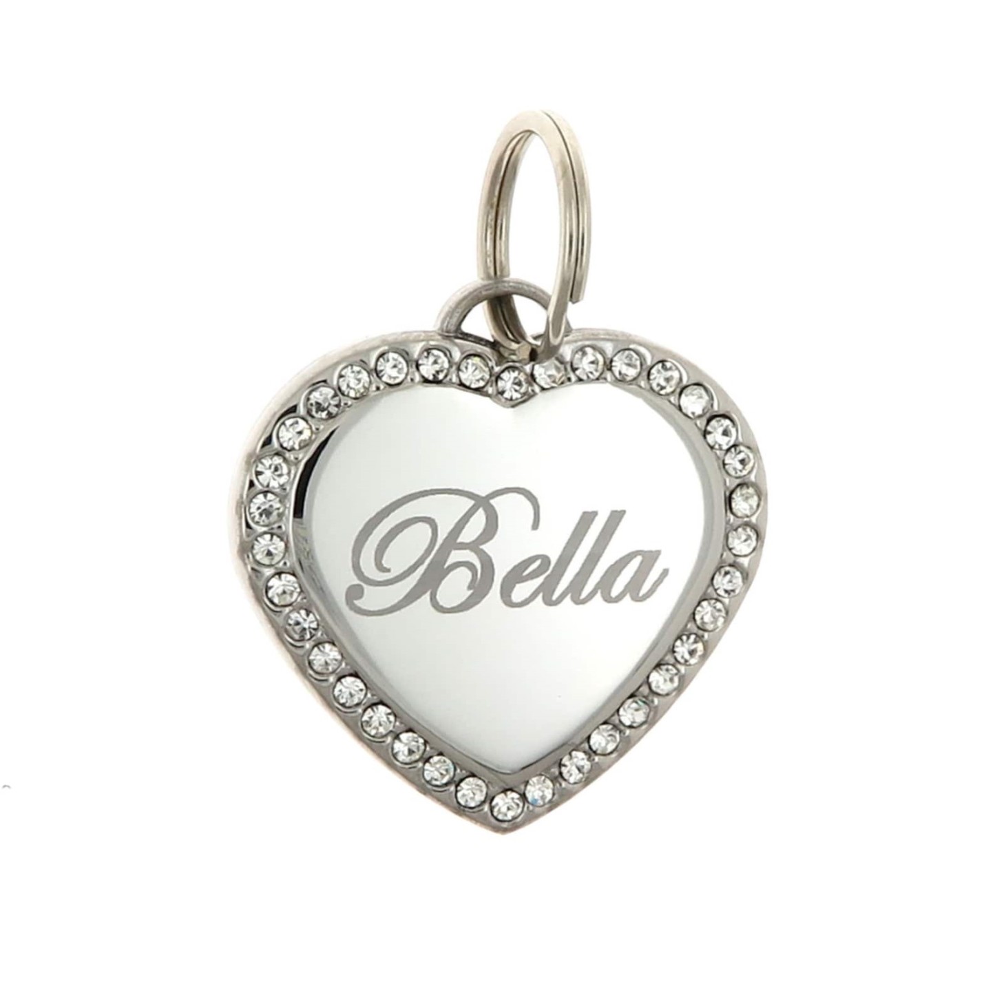 Personalized Heart Shape with Clear Rhinestones Pet Tag | BKPet84