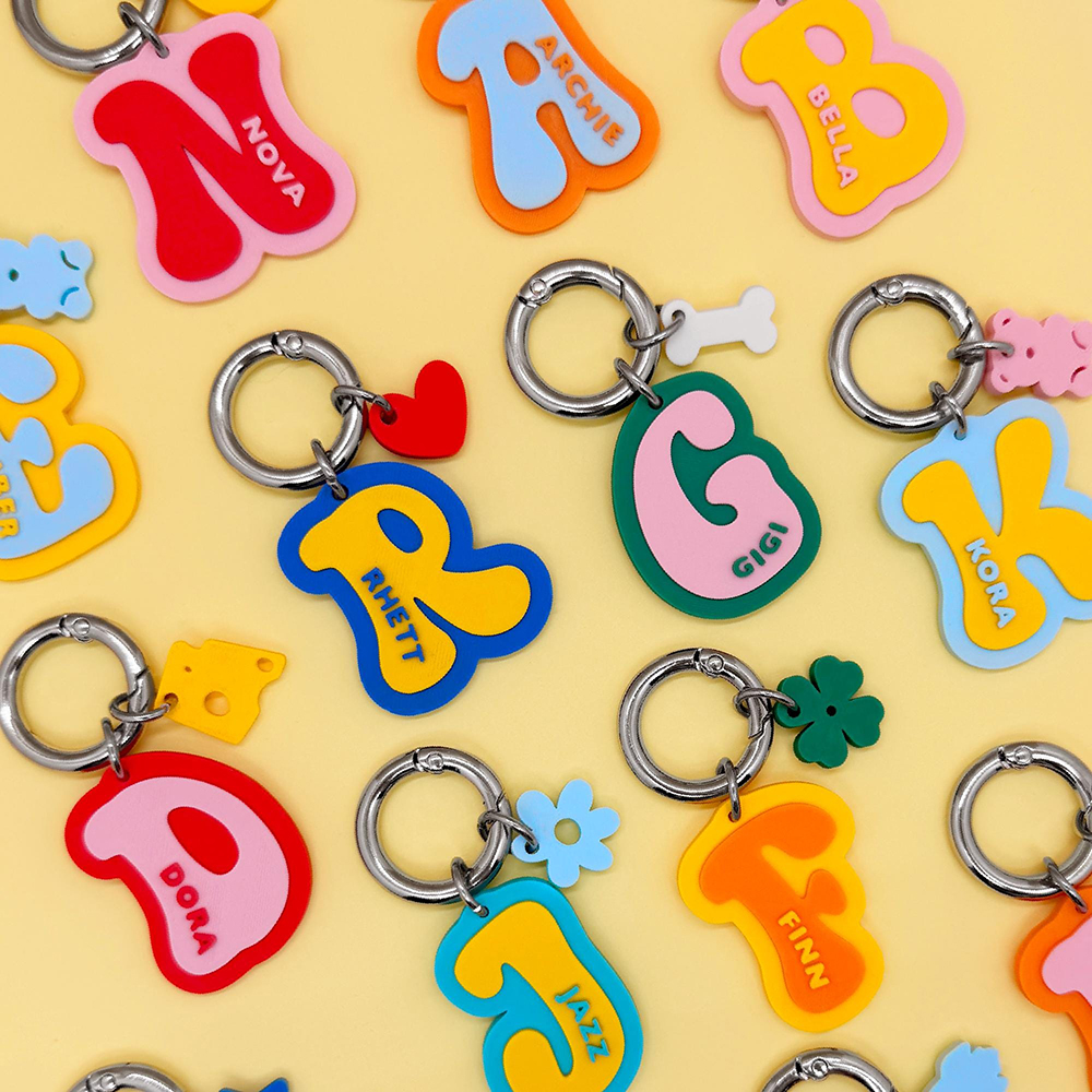 Personalized 3D Printed Initial Pet ID Tag | MNAccs132