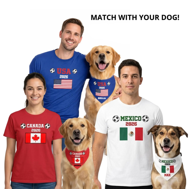 Personalized Soccer Fan Dog Bandana With Owner Matching Shirt | MNCloth218