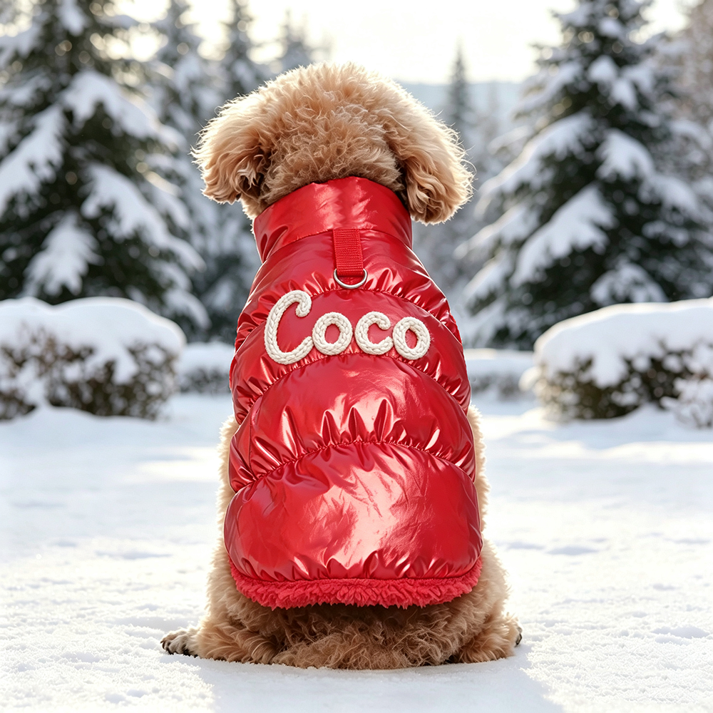 Personalized Dogs Winter Warm Puffer Vest Windproof Button-UP Jacket | MNCloth254