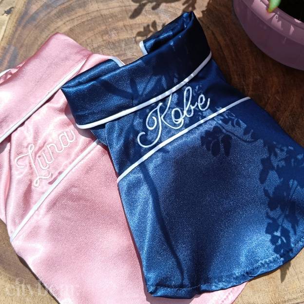 Personalized Embroidery Silky Pet Pajamas for Comfort & Unique | BKPet31