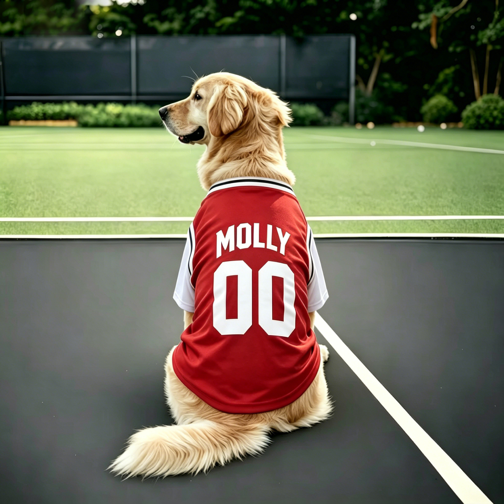 Personalized Big Dog Fake-Two Piece Numbered Basketball Jersey Dog Shirt | MNCloth228