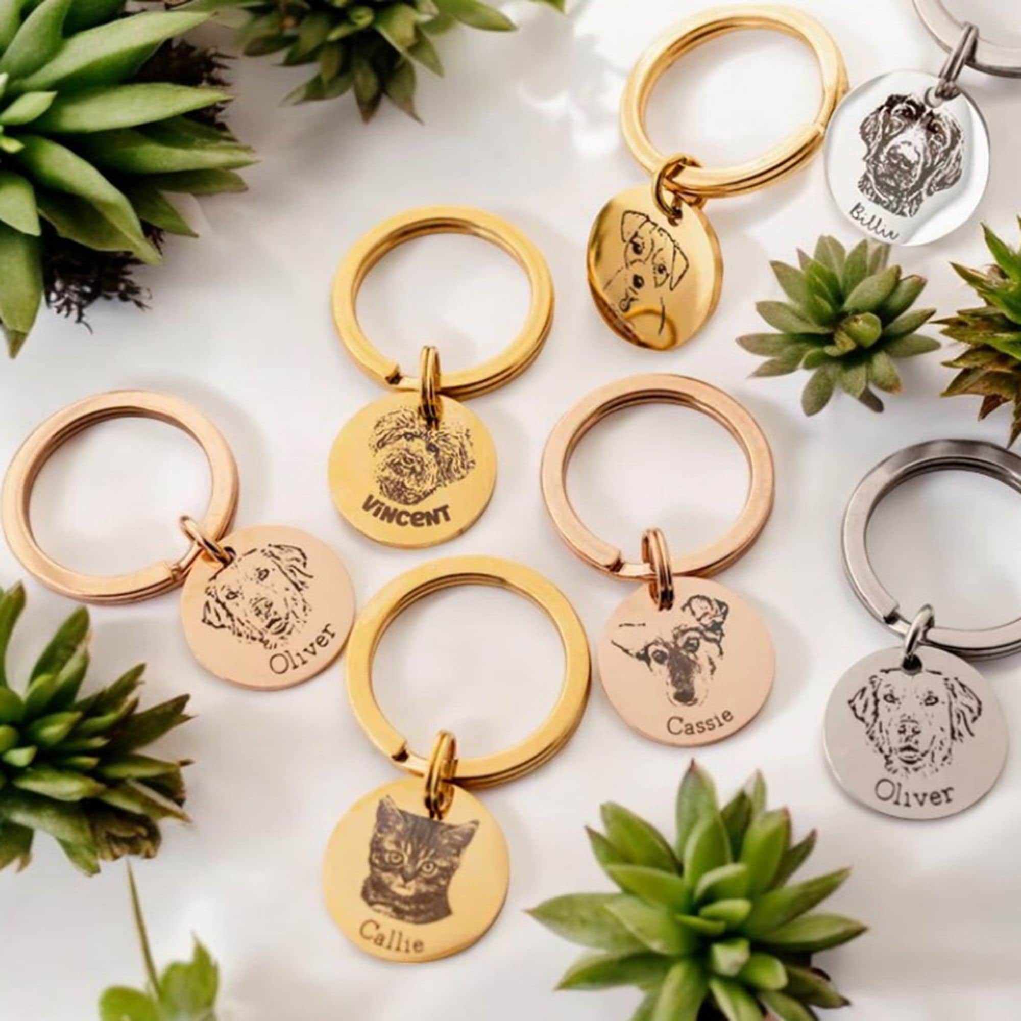 Personalized Engraved Pet Portrait Keychain | BKPet83