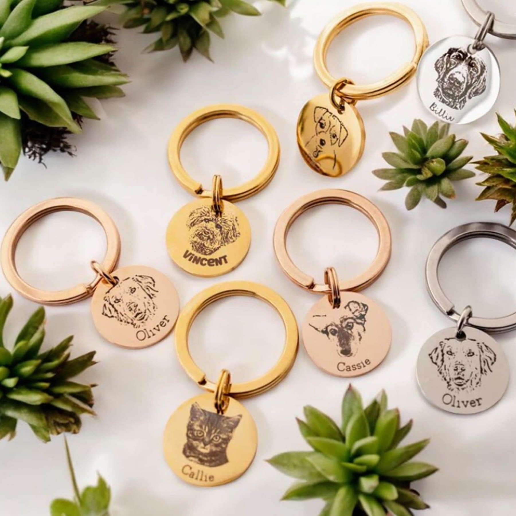 Personalized Engraved Pet Portrait Keychain | BKPet83