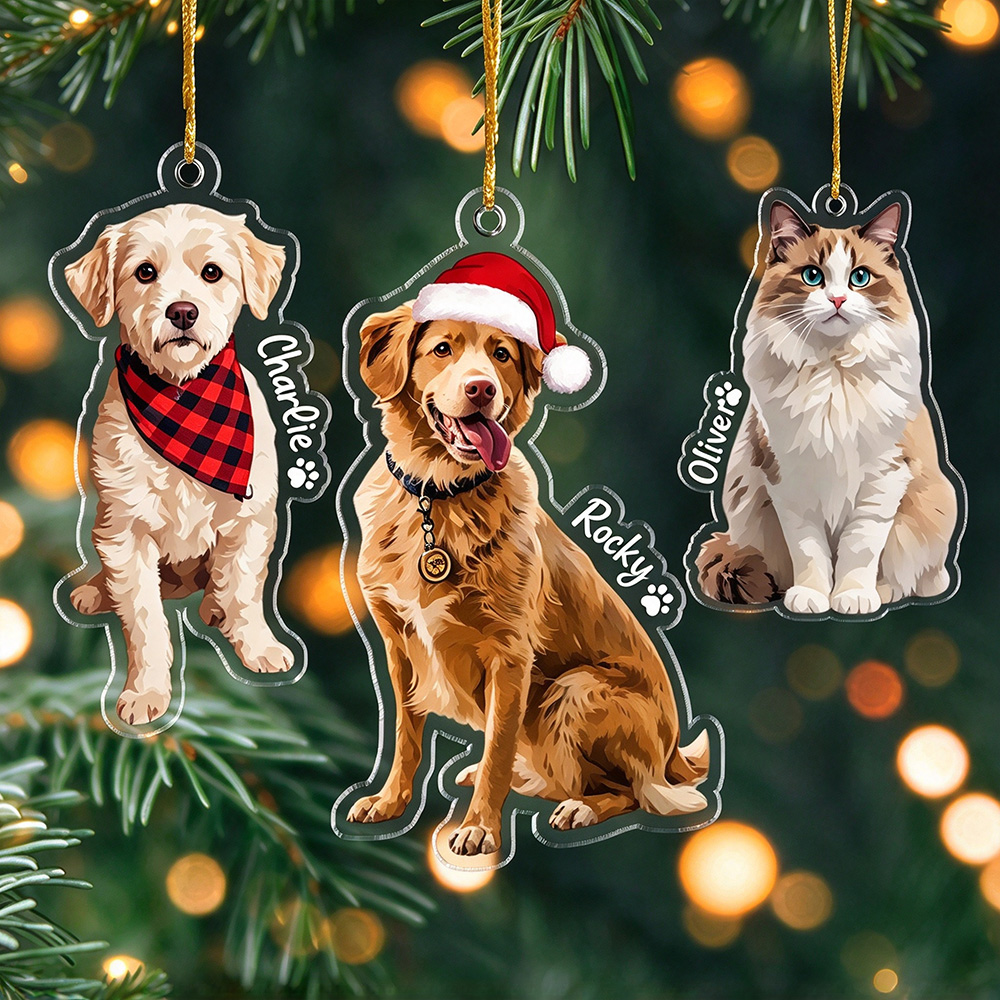 Personalized Pets Adorable Christmas Tree Photo Ornament | MNGift47