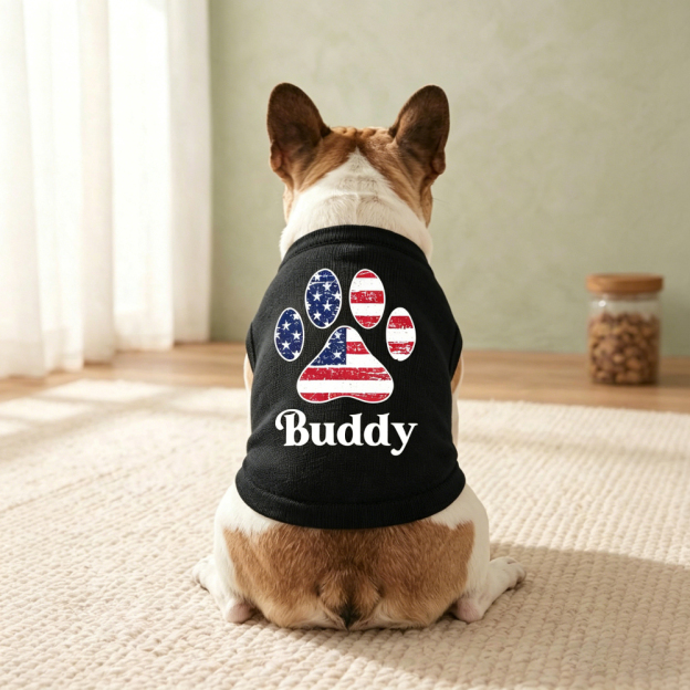Personalized Name & Flag Dog Tank Top | MNCloth211