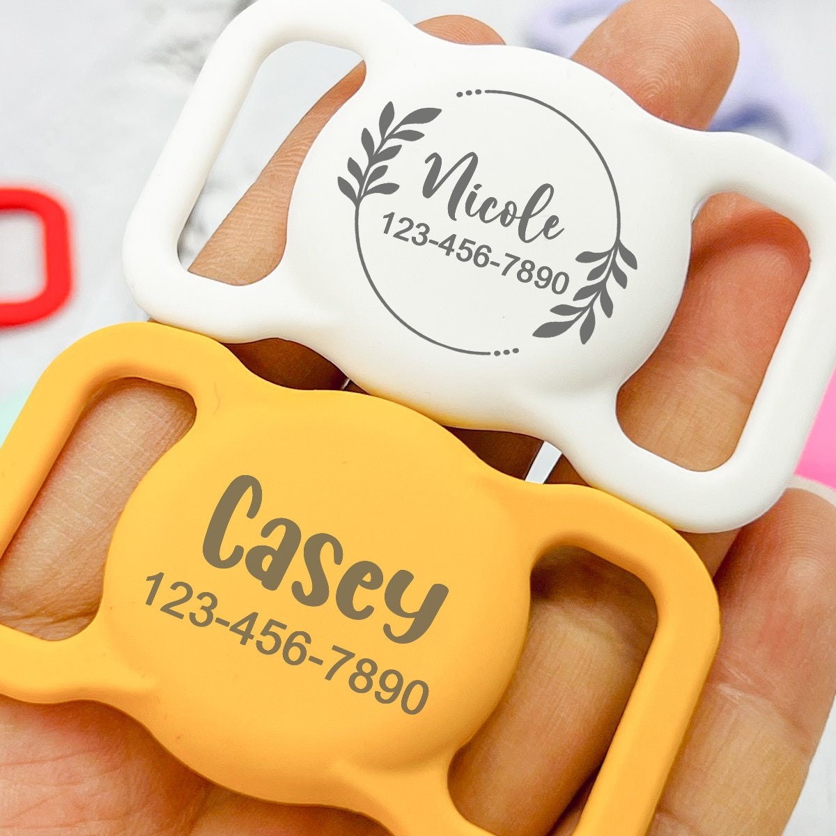 Personalized Pet Apple Air Tag Holder for Dog Collar | BKPet139