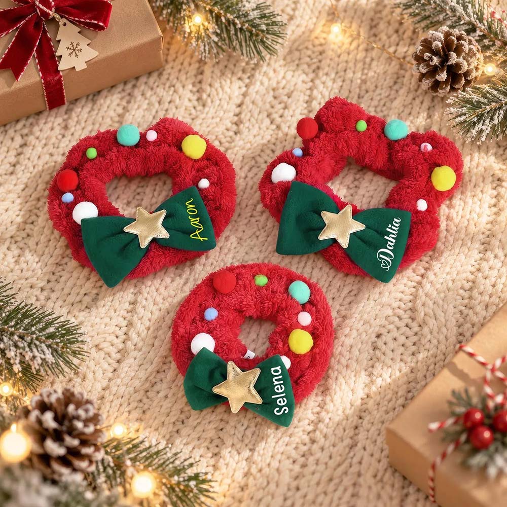 Personalized Christmas Wreath Dog Collar Scarf | MNAccs128
