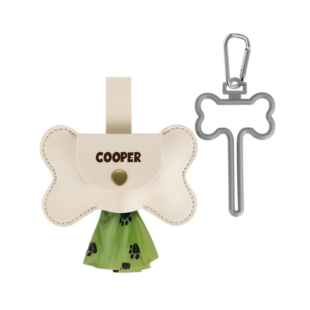 Personalized Cowhide Leather Dog Poop Bag Holder | BKPet190
