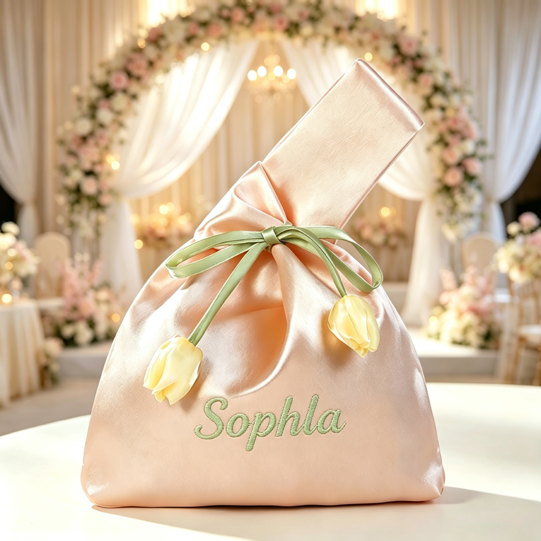 Personalized Embroidered Wedding Favor Wristlet Bag Party Guest Gift Bag | MNGift02