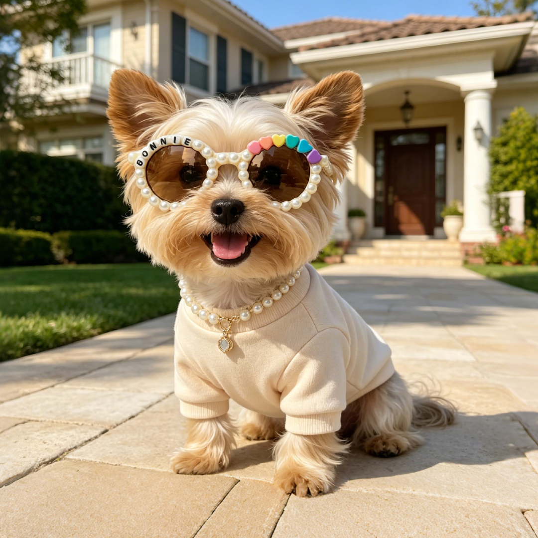 Personalized Name with Pearl & Heart Sunglasses For Pets | MNAccs71