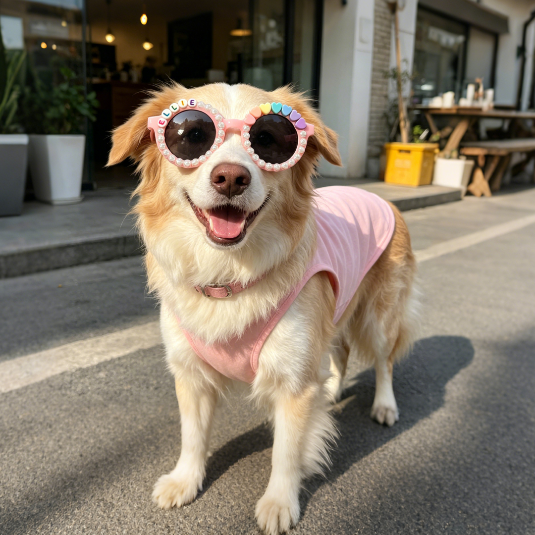 Personalized Name with Pearl & Heart Sunglasses For Pets | MNAccs71