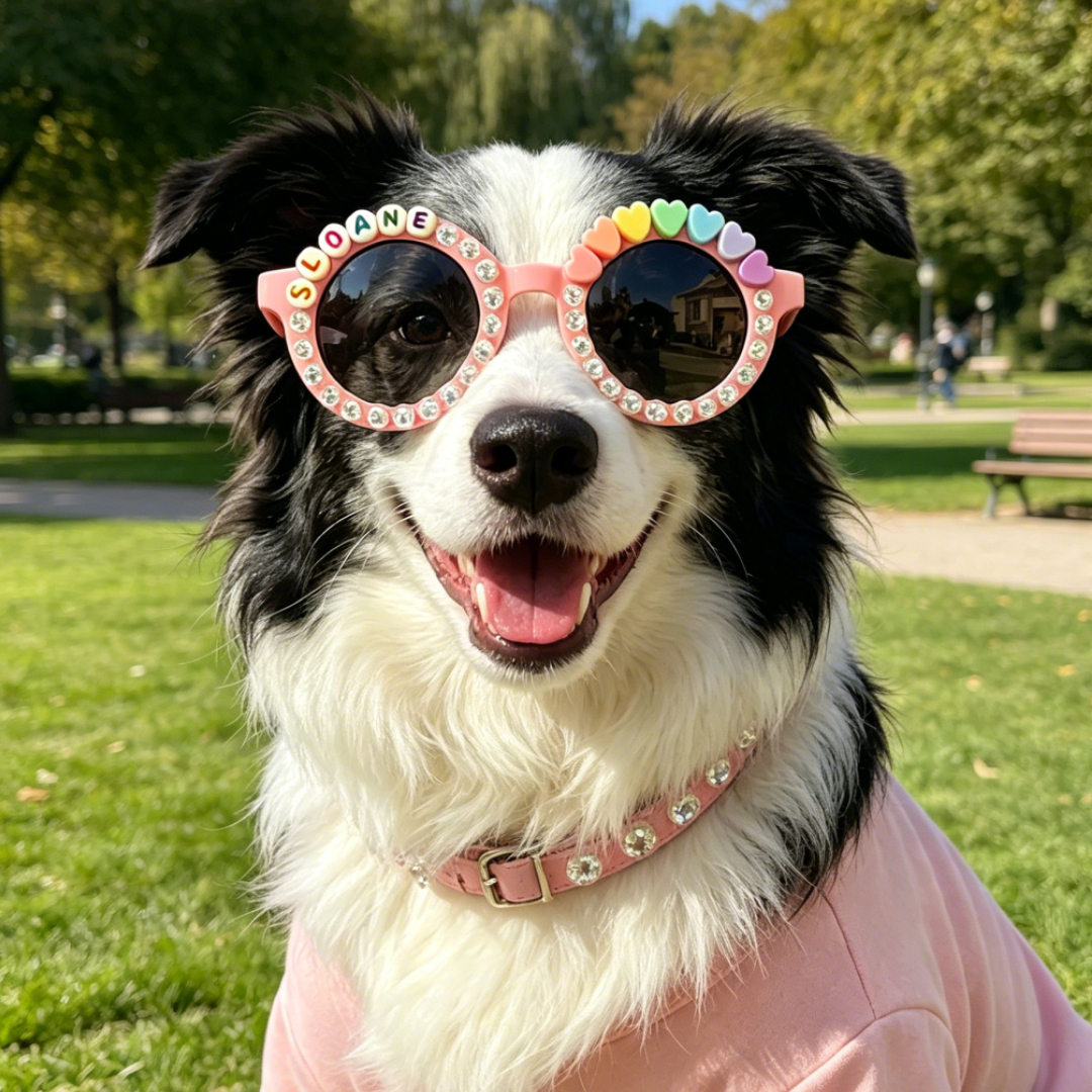 Personalized Name with Pearl & Heart Sunglasses For Pets | MNAccs71