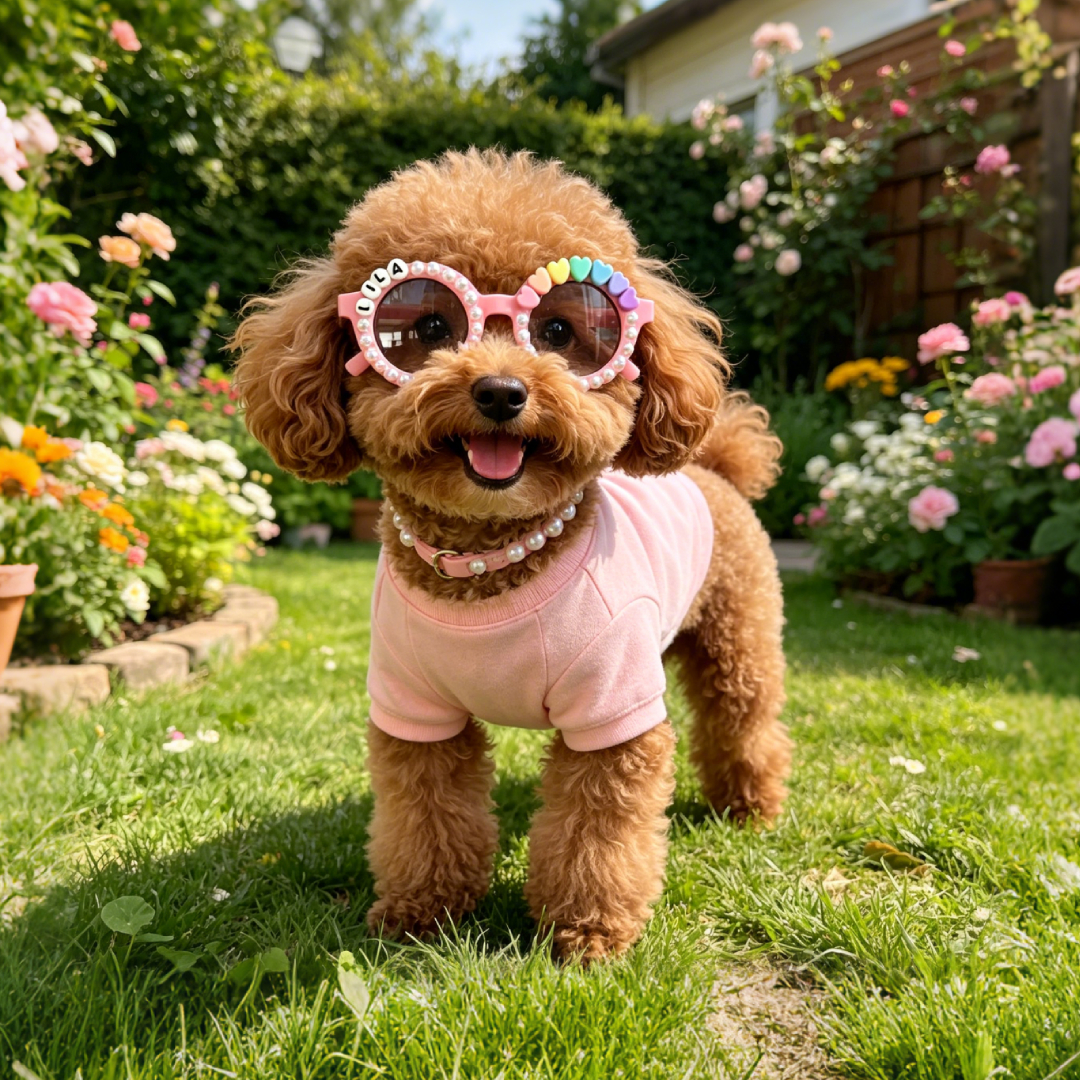 Personalized Name with Pearl & Heart Sunglasses For Pets | MNAccs71