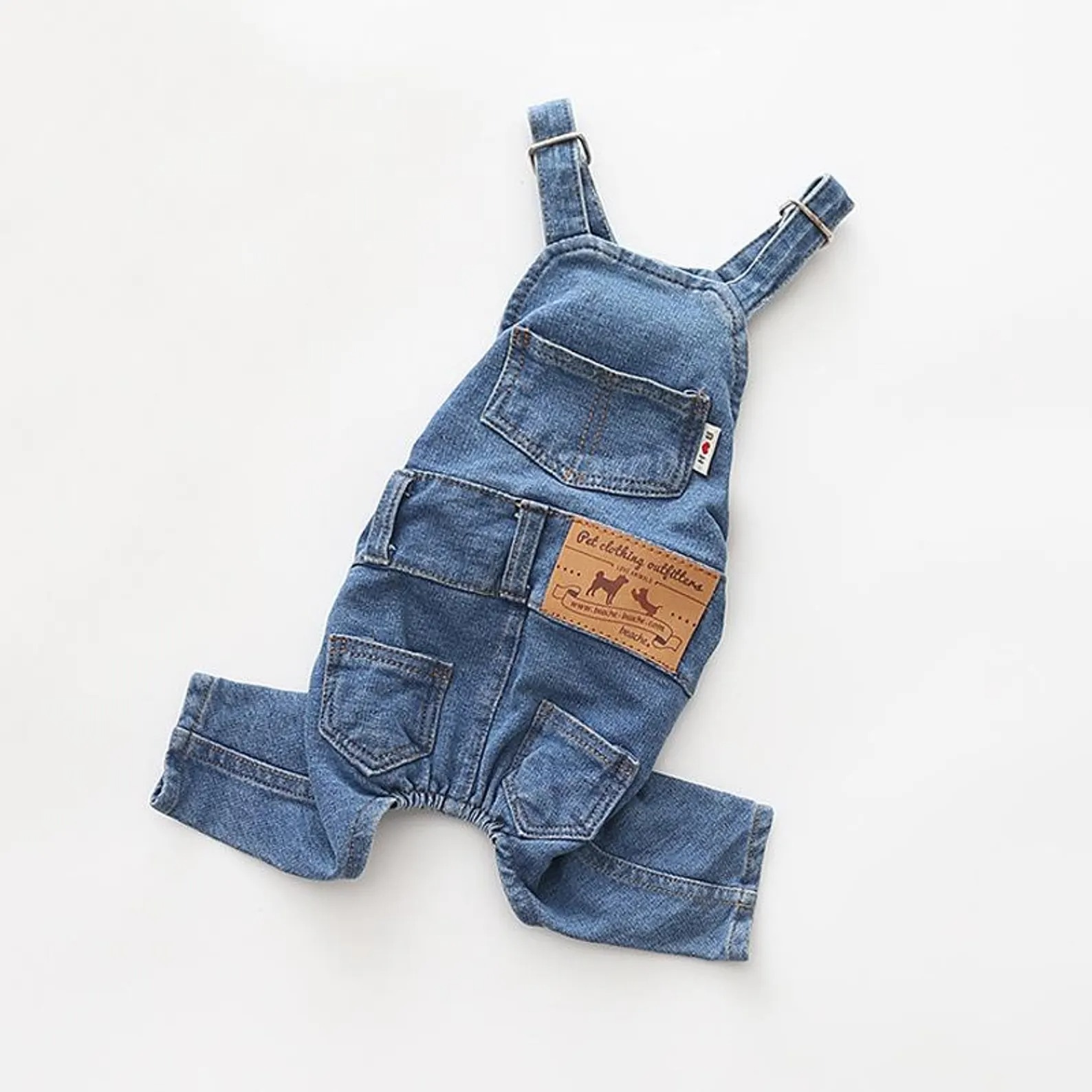 Personalized Leather Patch Pets Classic Overall Dungarees | MNCloth11601