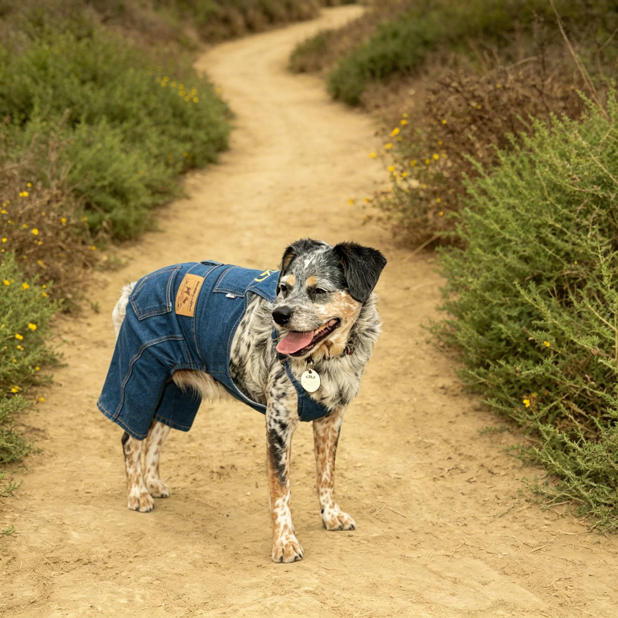 Personalized Leather Patch Pets Classic Overall Dungarees | MNCloth11601