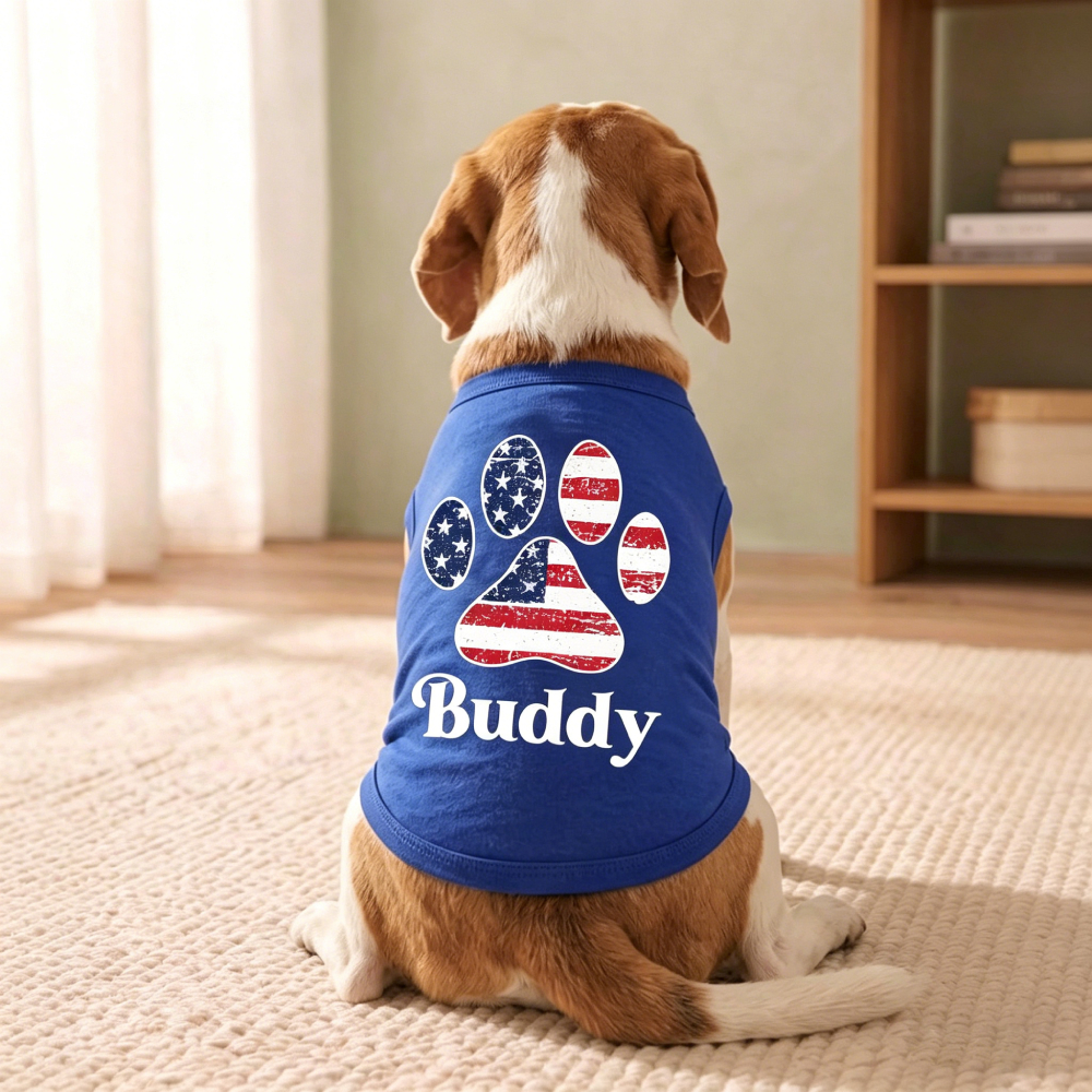 Personalized Name & Flag Dog Tank Top | MNCloth211