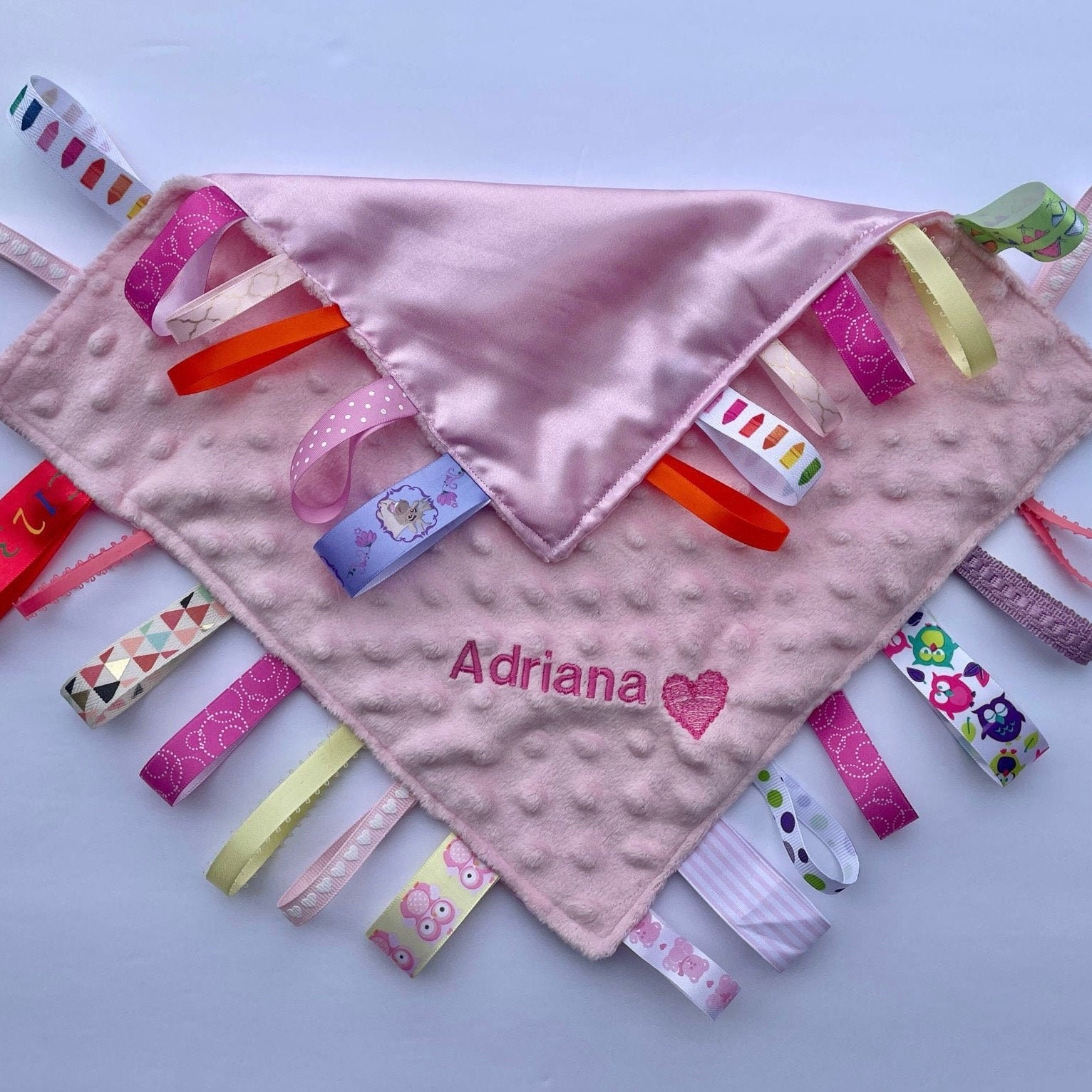 Personalized Baby Embroidery Comforter Ribbon Tag Blanket | MNBaby06