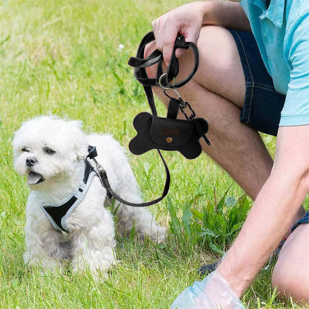 Personalized Cowhide Leather Dog Poop Bag Holder | BKPet190