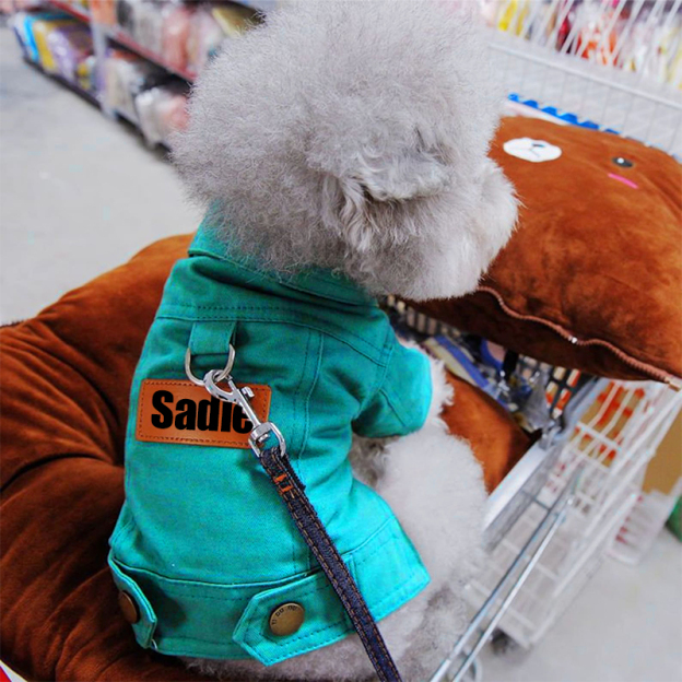 Personalized Leather Patch Pets Color Denim Jacket | BKPet52