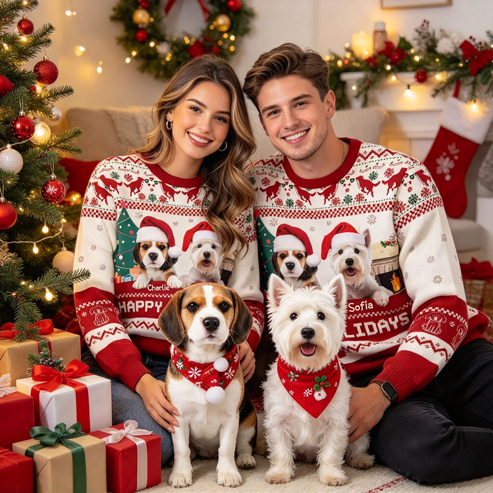 Personalized Christmas Fun Pet Photo Family Sweater | MCCL02
