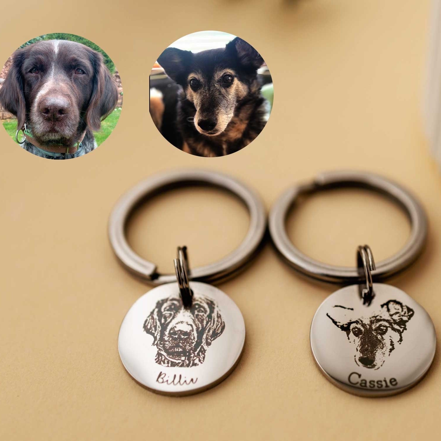 Personalized Engraved Pet Portrait Keychain | BKPet83